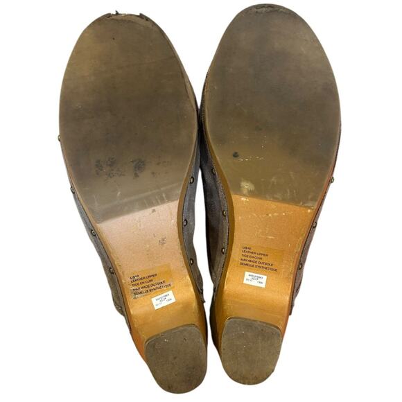 AMERICAN EAGLE OUTFITTERS Taupe Beige Suede Leather Clogs Women's Size 10 - Picture 4 of 7